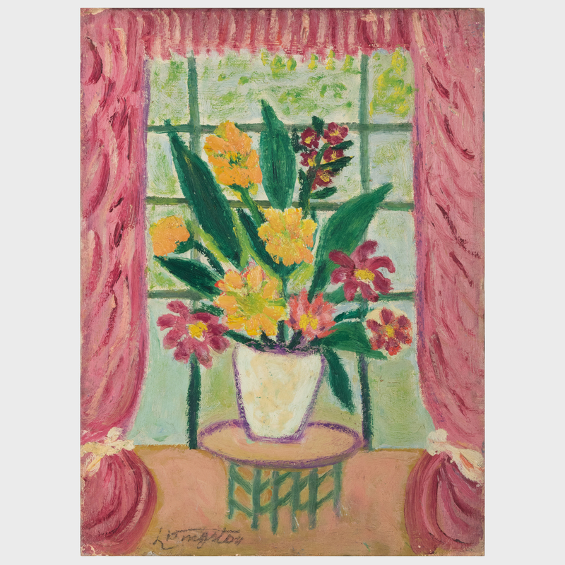 Appraisal: Ruth Livingstoon Flowers in a Window Blue Vase with Flowers