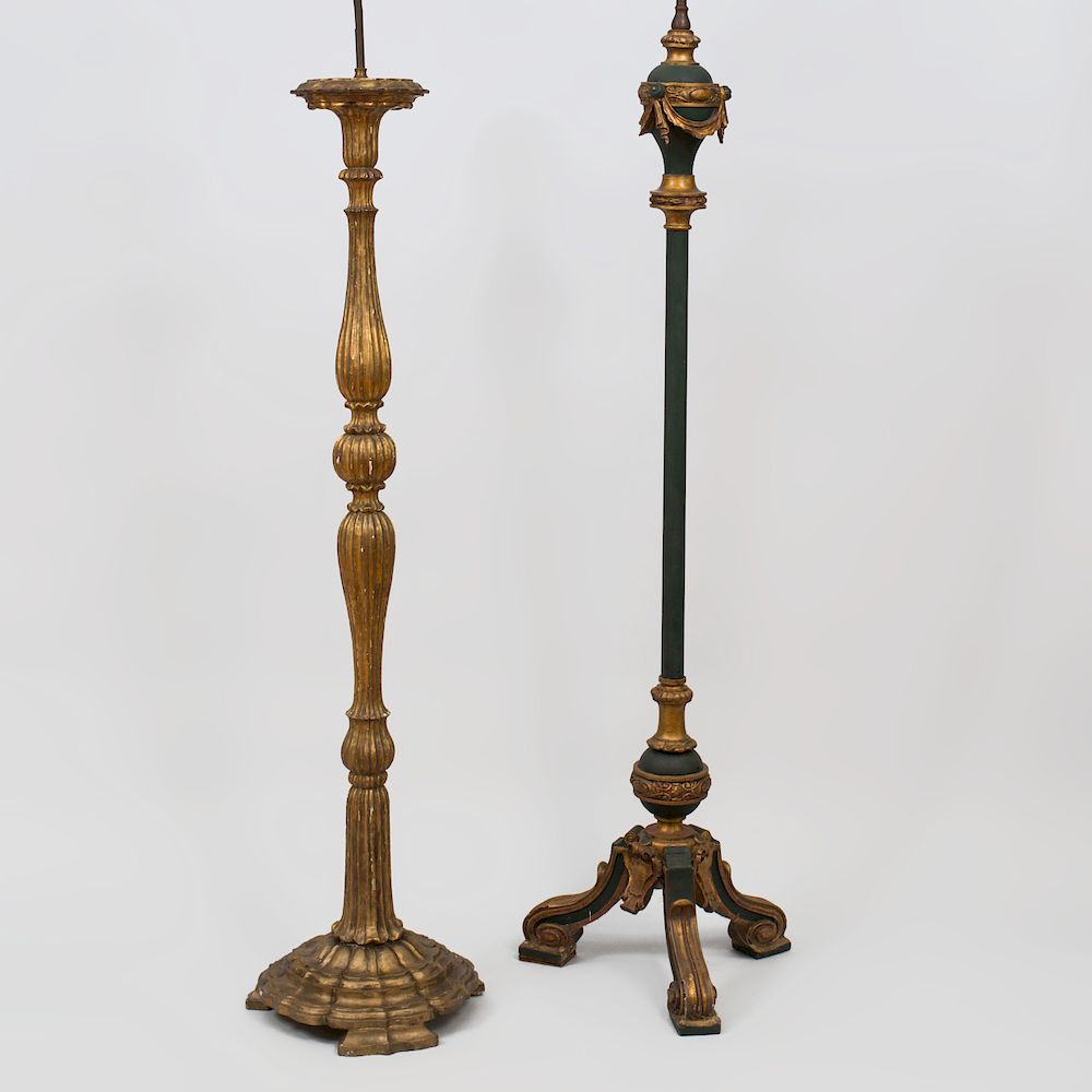 Appraisal: Italian Baroque Style Giltwood Floor Lamp and a Painted Floor