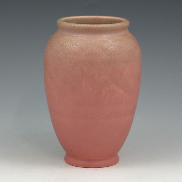 Appraisal: Rookwood vase from in green over pink matte with Deco