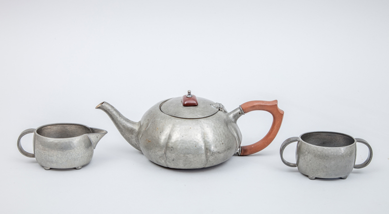 Appraisal: LIBERTY CO TUDRIC SUGAR AND CREAMER AND A TUDRIC TEAPOT