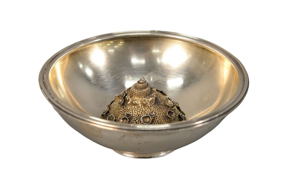 Appraisal: Jocelyn Burton Sterling Silver Bowl with crustacean center height inches