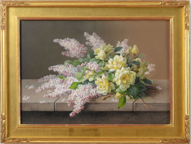 Appraisal: RAOUL DE LONGPR - LILACS AND GARDENIAS Pastel and gouache