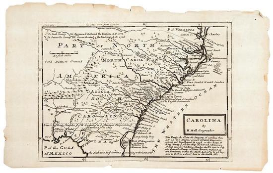 Appraisal: MAP - MOLL Herman Carolina London after Engraved map x