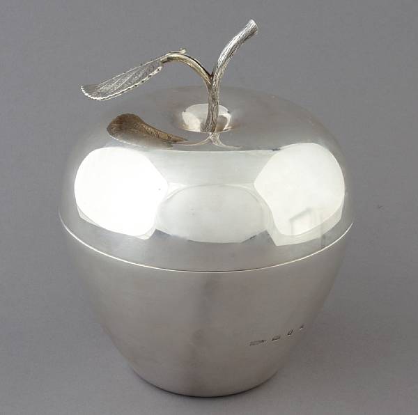 Appraisal: A sterling covered box in the form of an apple