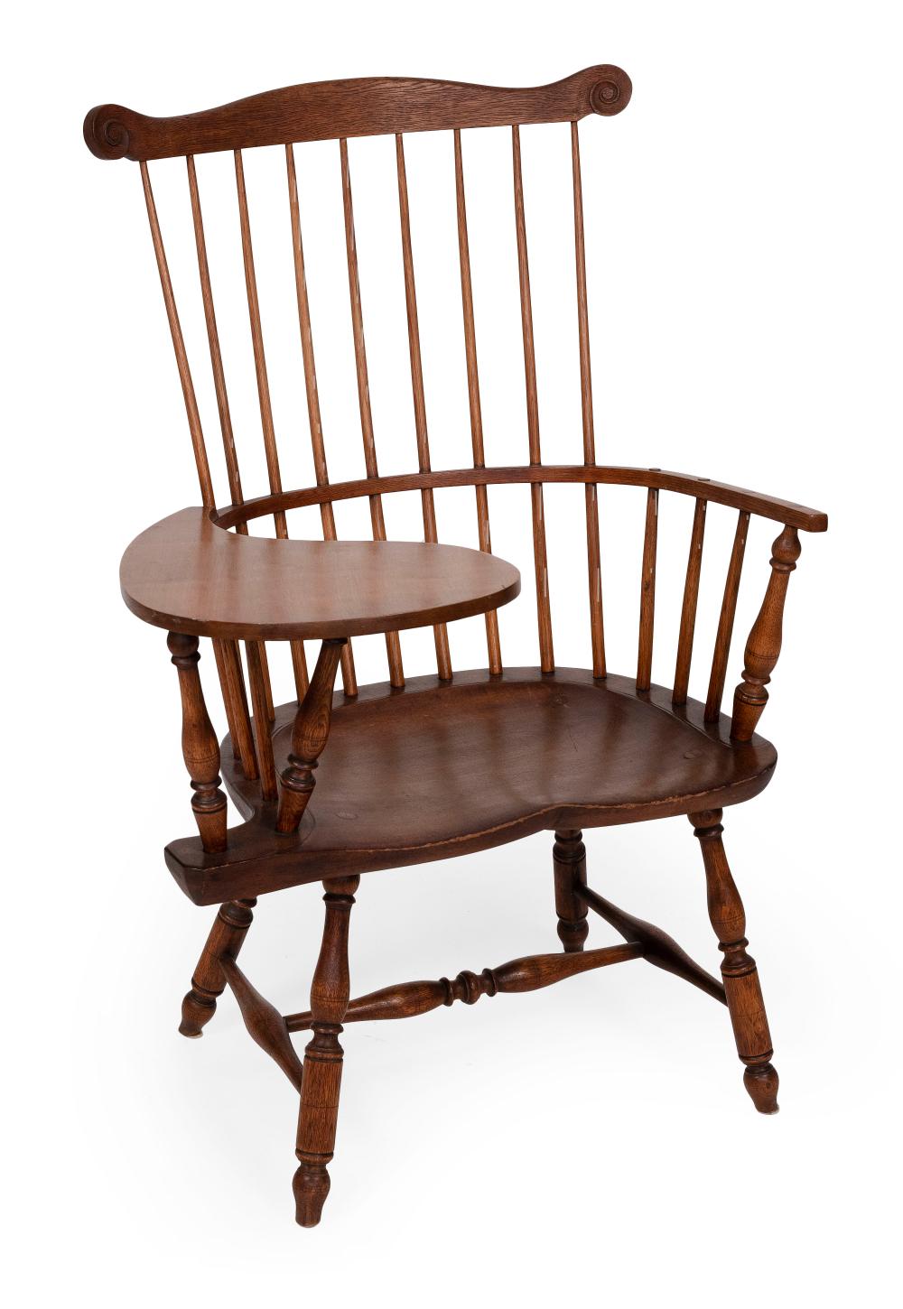 Appraisal: CUSTOM-MADE WINDSOR WRITING ARMCHAIR TH CENTURY BACK HEIGHT SEAT HEIGHT