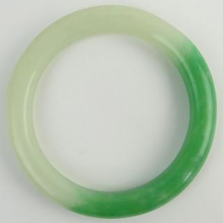 Appraisal: Chinese White to Green Jade Bangle Bracelet Chinese White to