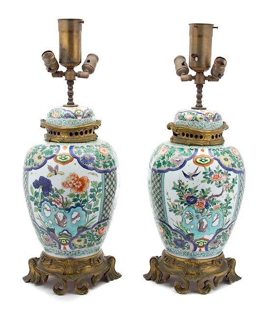 Appraisal: A Pair of Chinese Export Porcelain Vases Height overall inches