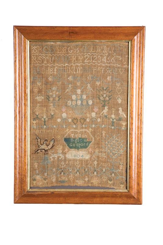 Appraisal: RARE VERMONT SAMPLER Tirzah Biglow Guilford Windham County silk on