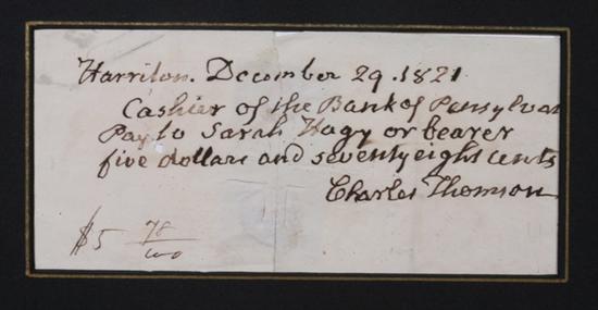 Appraisal: CHARLES THOMSON - SECRETARY OF CONTINENTAL CONGRESS ADS p oblong