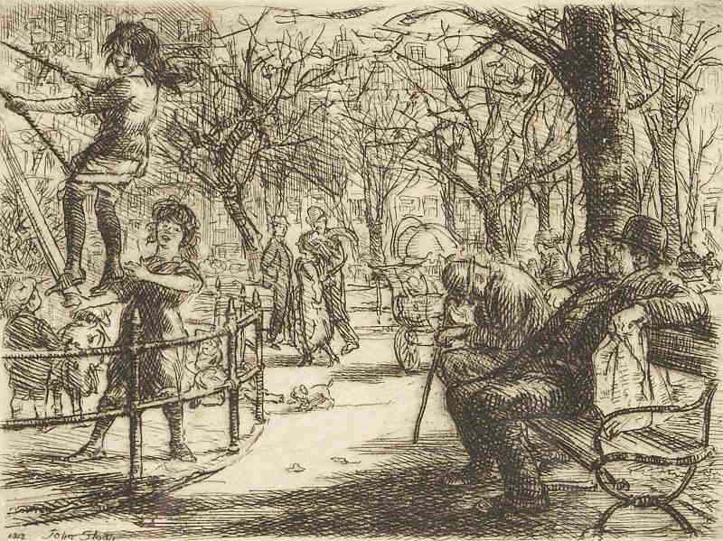 Appraisal: John Sloan NY - Swinging in the Squareetching on wove