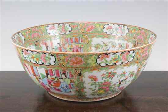 Appraisal: A Chinese Canton decorated famille rose punch bowl late th