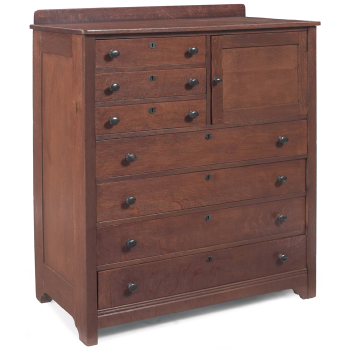 Appraisal: Arts and Crafts chest large form with three half drawers