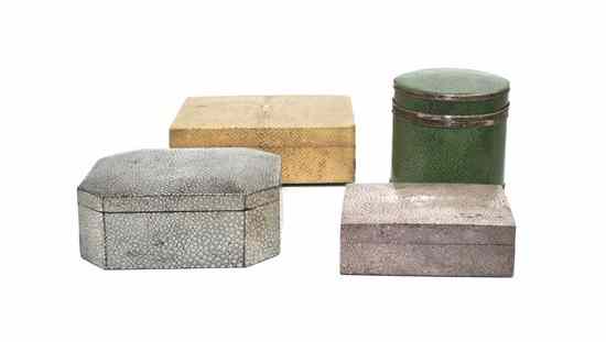 Appraisal: Four Shagreen Boxes three of rectangular form one with canted