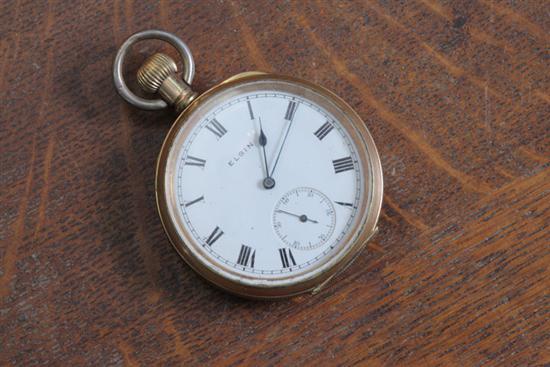 Appraisal: ELGIN POCKET WATCH Open face engraved gold filled case seven