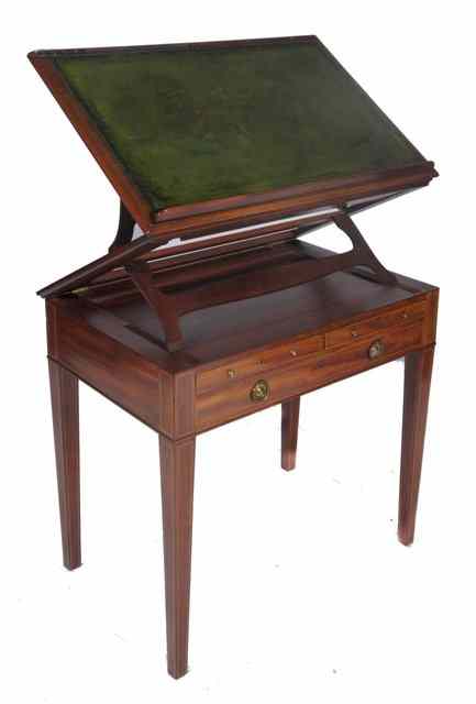 Appraisal: GEORGE III MAHOGANY ARCHITECTS CRAFTSMAN'S DESK with adjustable rectangular inset