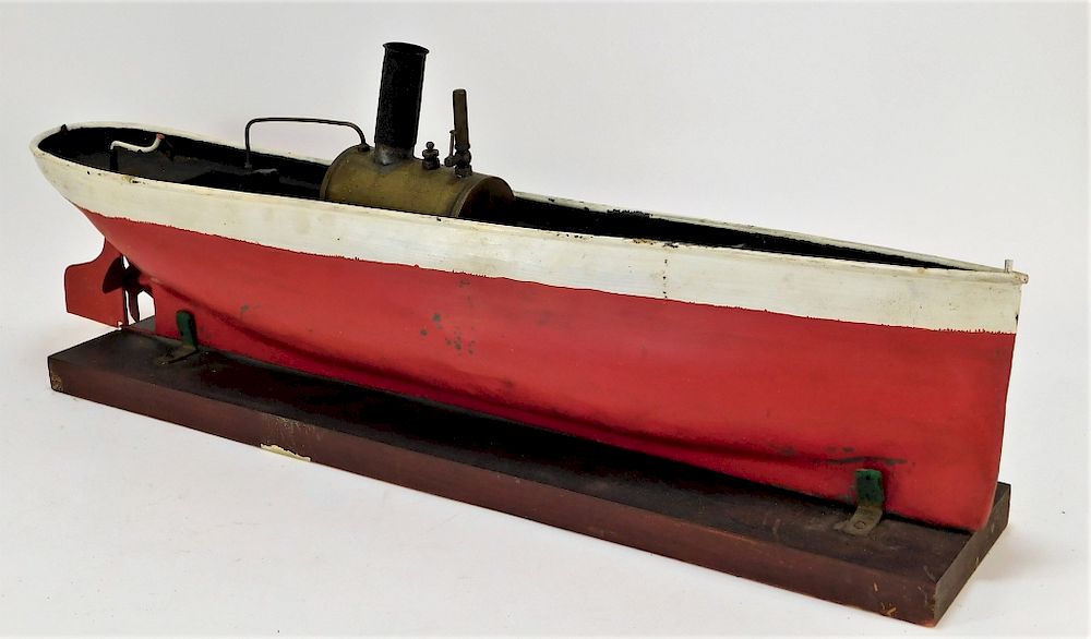 Appraisal: Antique German Pressed Steel Steam Powered Boat Germany Early th