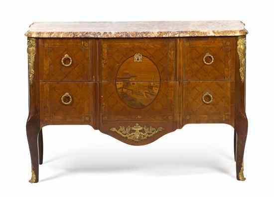 Appraisal: A Louis XVI Style Marquetry and Gilt Bronze Mounted Commode