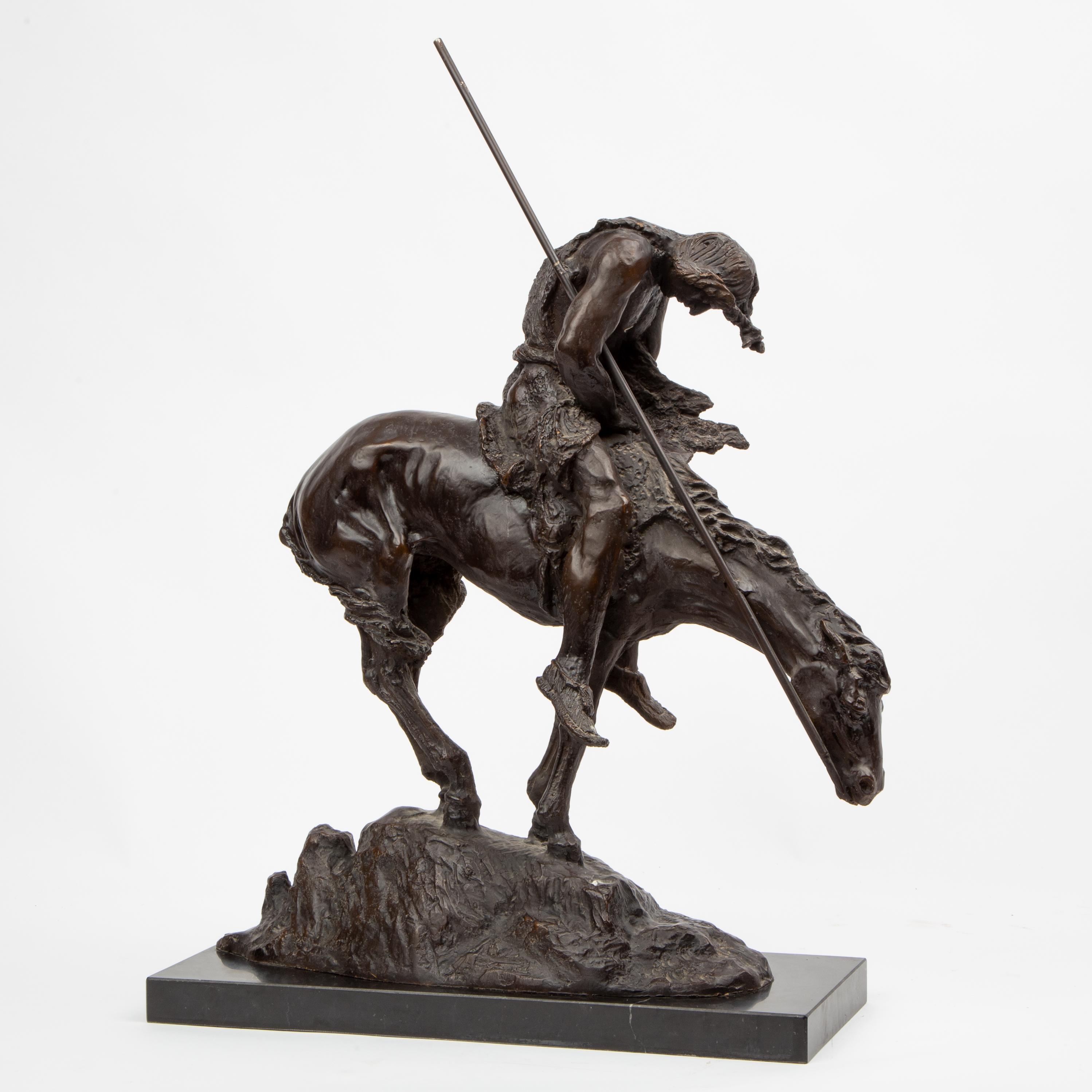 Appraisal: JAMES EARLE FRASER REPRODUCTION BRONZE END OF THE TRAIL A