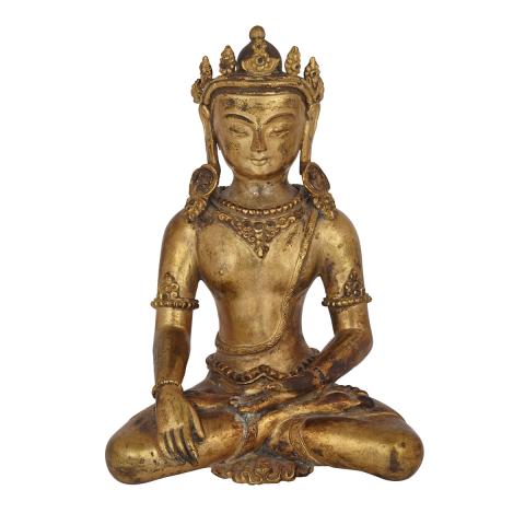 Appraisal: A Gilt Bronze Figure of Buddha Akshobhya Nepal Khasa Malla