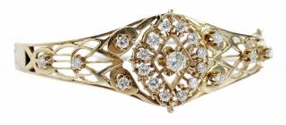 Appraisal: kt Diamond Vintage Hinged Bangle Bracelet Art Deco design center