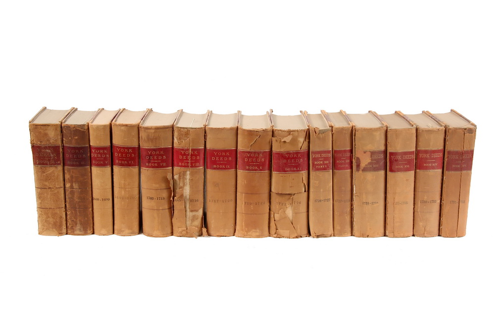 Appraisal: VOLS YORK MAINE DEEDS - Fifteen Volumes Deed of York