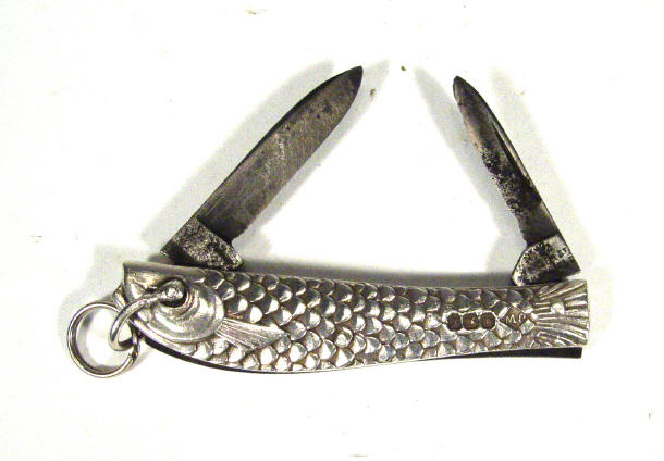 Appraisal: Victorian silver fish design penknife marked to the blade 'WA