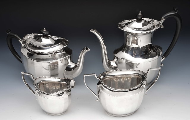 Appraisal: Silver four piece tea and coffee setcomprising a teapot a