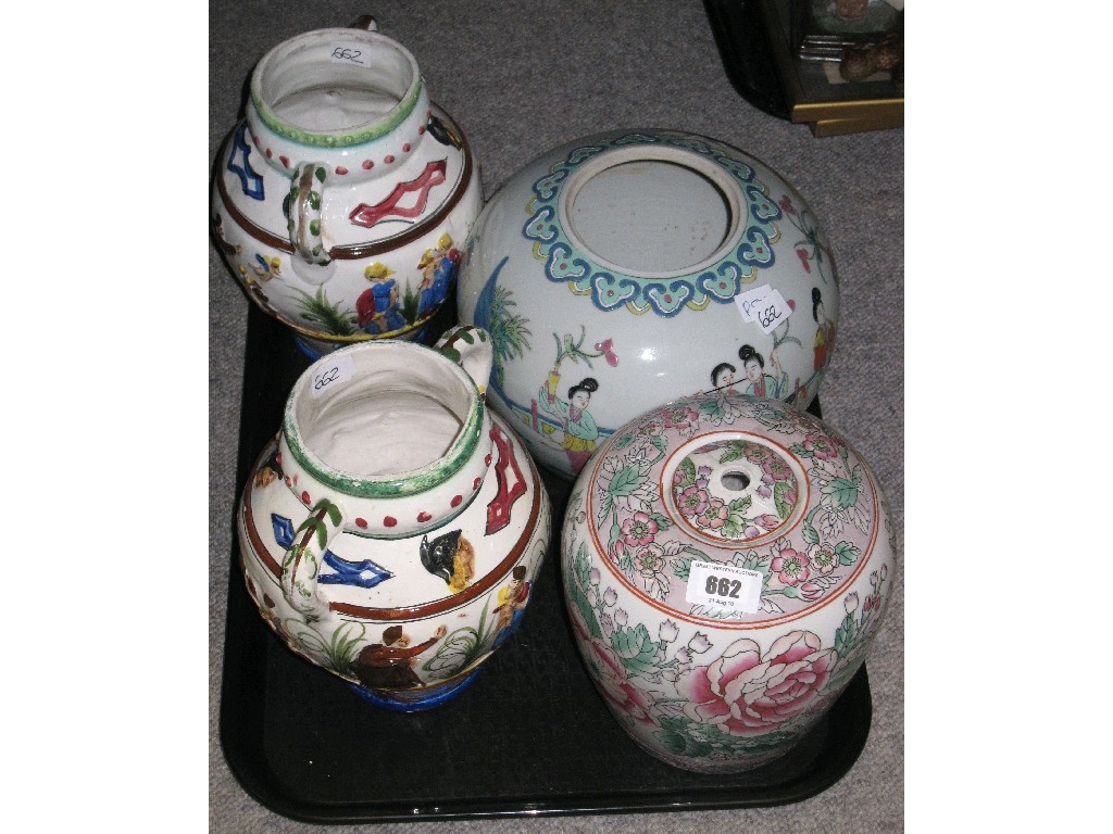 Appraisal: Tray lot comprising two oriental ginger jars and a pair