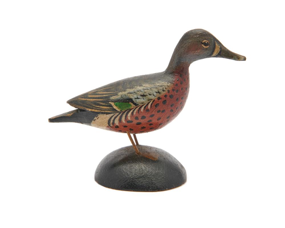 Appraisal: A ELMER CROWELL Miniature Blue-Winged Teal stamped A E CROWELL