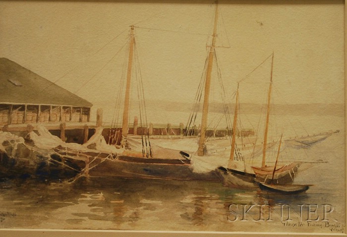 Appraisal: Agnes F Northrop American - Gloucester Fishing Boats Wharf Signed