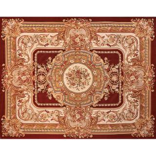 Appraisal: AUBUSSON STYLE RUG Deep red field framed with gold and