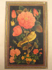 Appraisal: A Persian painting of a bird amid roses and other