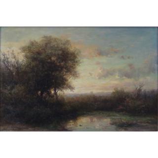 Appraisal: Well Done th Century Oil On Panel Landscape Signed lower