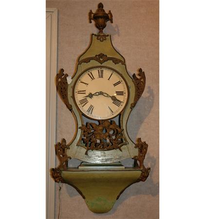 Appraisal: Neoclassical Style Patinated-Metal and Green Painted Bracket Clock Estimate -