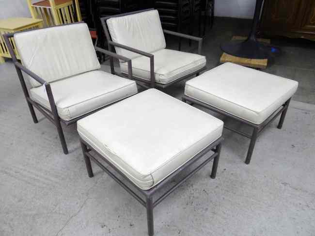 Appraisal: Porch set consisting of two matching chairs and ottomans