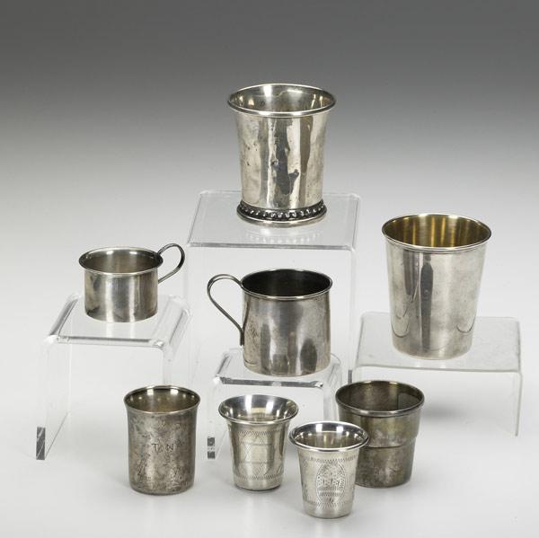 Appraisal: AMERICAN MEXICAN SILVER Eight pieces include two small Kiddish cups