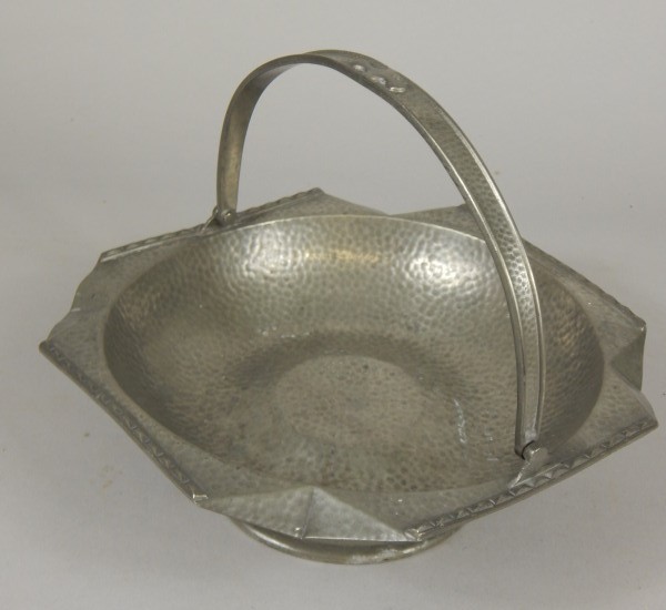 Appraisal: A Civic pewter Art Deco style basket with hammered decoration