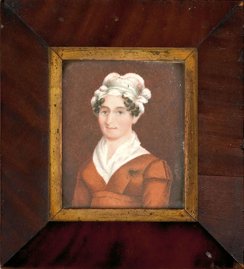 Appraisal: Miniature watercolor on ivory portrait of a woman x