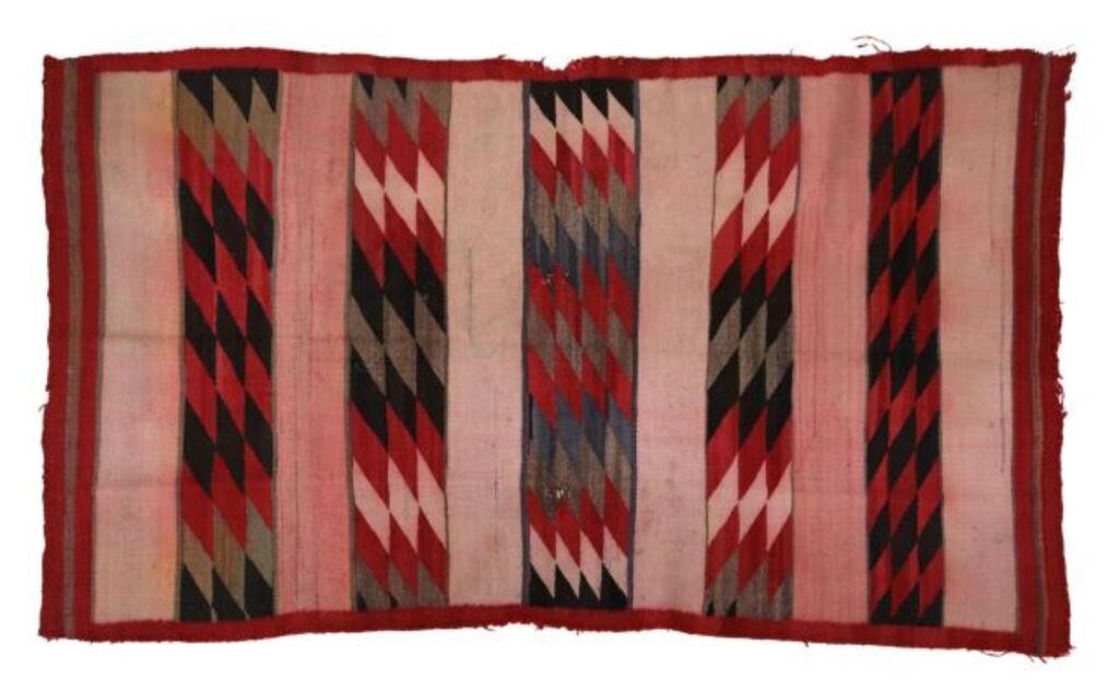 Appraisal: Native American handspun wool double saddle blanket Navajo some losses