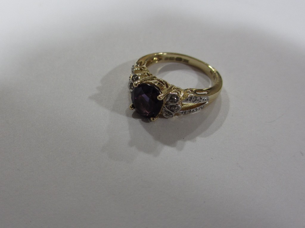 Appraisal: Nine carat gold amethyst and diamond set dress ring