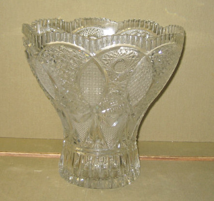 Appraisal: AMERICAN BRILLIANT CUT GLASS VASE Round bottom and oval wide-shouldered