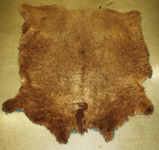 Appraisal: late th c buffalo robe hand stitched purplish red blue