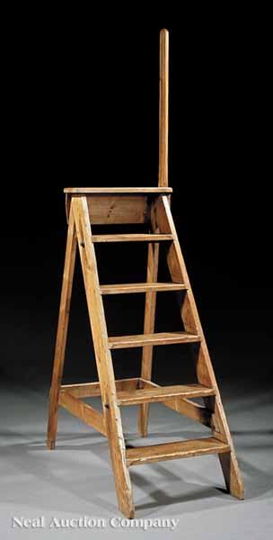 Appraisal: An Antique English Pine Library Ladder th c having six