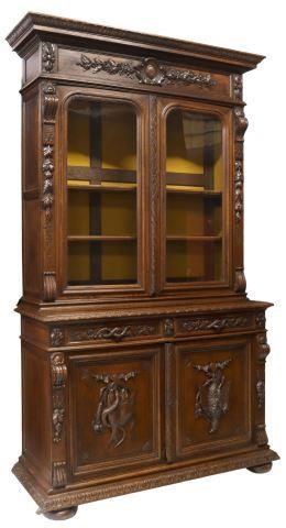 Appraisal: French Henri II style oak sideboard bookcase late th c