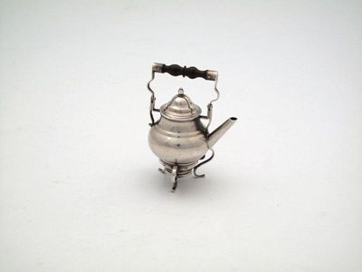 Appraisal: An early th century miniature silver kettle on stand maker's