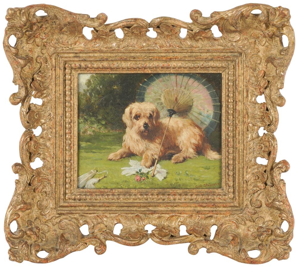 Appraisal: GEORGE AUGUSTUS HOLMES - TERRIERoil on canvas signed lower right