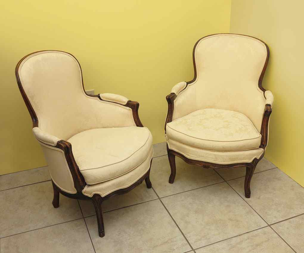 Appraisal: PAIR FRENCH VICTORIAN CHAIRS Shaped backs with padded arm rests