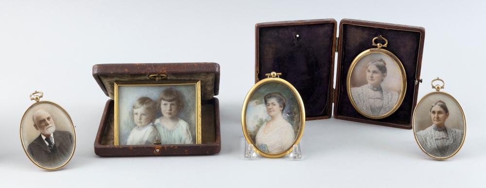 Appraisal: FIVE MINIATURE PORTRAITS LATE TH EARLY TH CENTURY FROM X