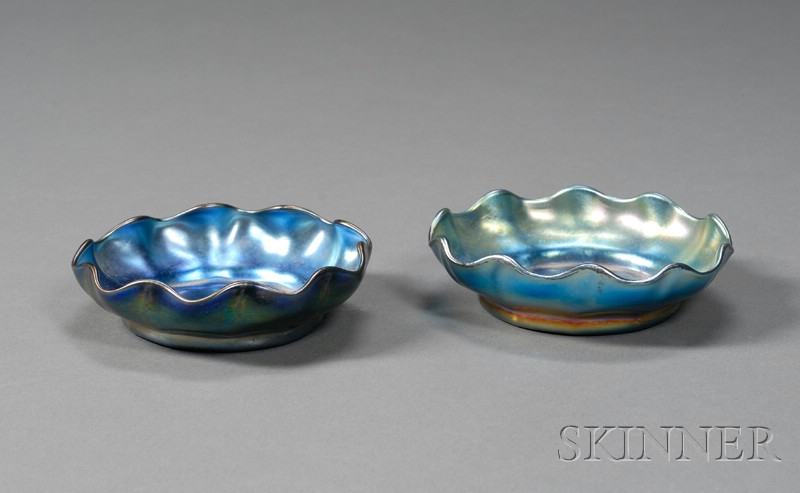 Appraisal: Two Small Tiffany Favrile Bowls Iridescent glass New York early