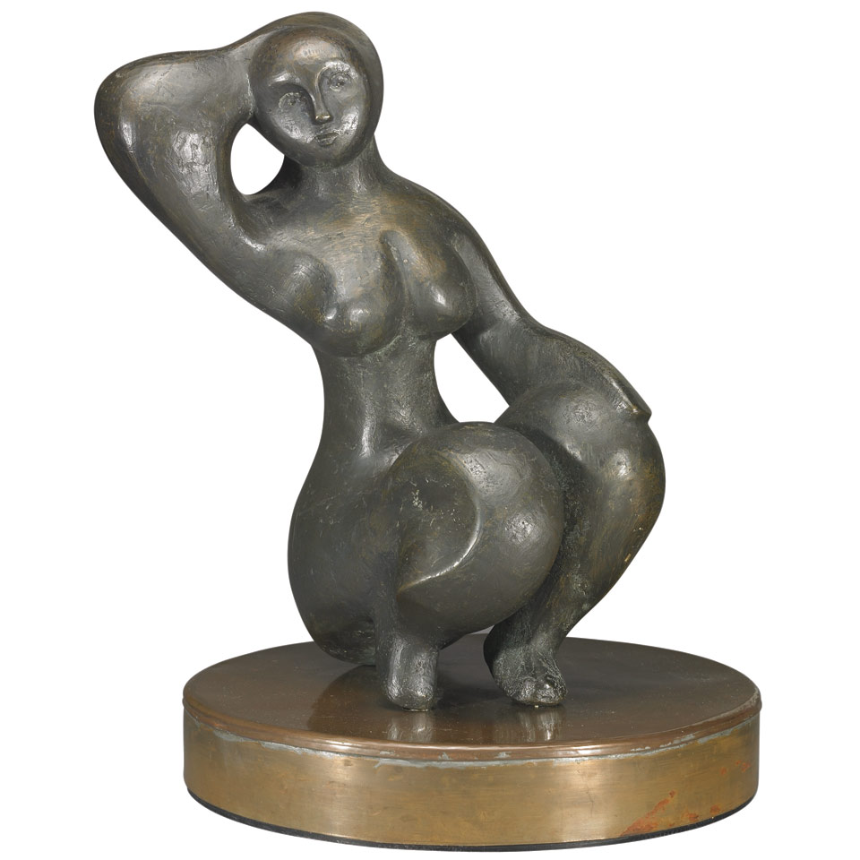 Appraisal: SEATED NUDE Leonhard Friedrich Oesterle German-Canadian - patinated bronze incised